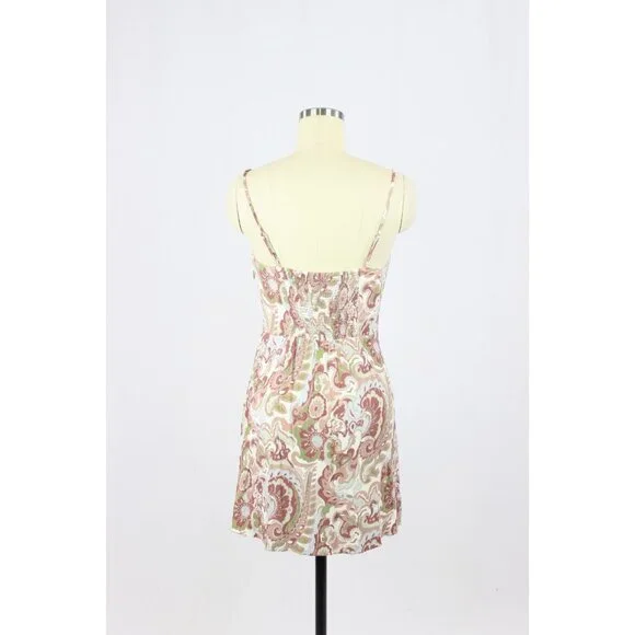 Aritzia WILFRED Bellow Paisley Floral Crepe Gathered Mini Slip Dress, Size 2 - Picture 4 of 16